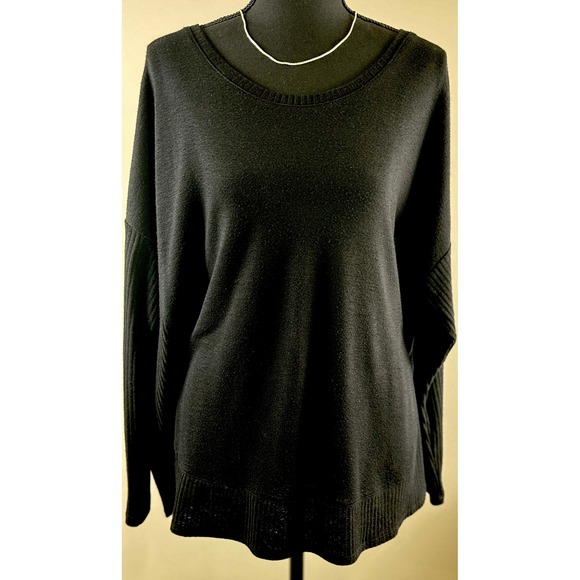 Lane Bryant Black Knit Sweater Ribbed‎ Sleeve Detail Plus Size 18/20 - Picture 1 of 5